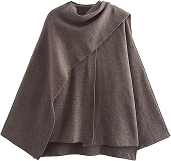 Women's Oversized Scarf-Integrated Double-Breasted Wrap Coat